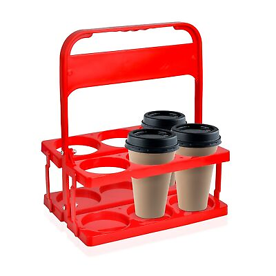 #ad 6 Cups Foldable Plastic Cup Holder with Handle for Drink Delivery Beverages $30.15