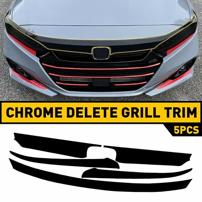 #ad Chrome Delete Blackout Overlay for 2021 2022 Honda Accord Front Grill Trim Black $20.89