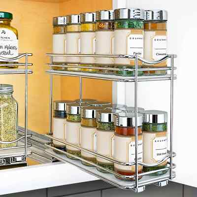 #ad Lynk Professional Slide Out Double Spice Rack Upper Cabinet Organizer 4quot; Wide $35.00