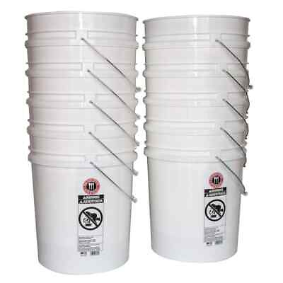 #ad 5 Gallon Plastic Bucket Heavy Duty White Paint Pail Storage Buckets 10 Pack $43.21