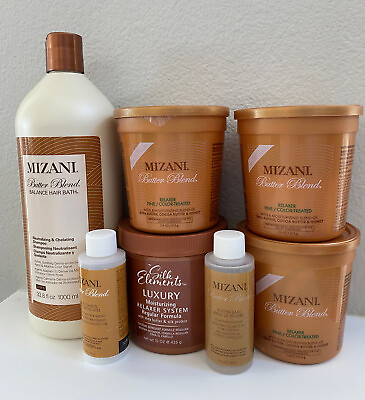 #ad Mizani Butter Blend Relaxer Rhelaxer KIT 1 Liter Shampoo Silk Elements Reg S $64.95
