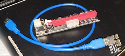 #ad Ubit PCI E 16X to 1X Riser 6 pin MOLEX SATA Adapter Card 2 ft USB 3.0 cable $4.99