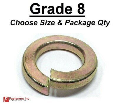 #ad Grade 8 Hardened Yellow Zinc Plated Steel Split Lock Washers All Sizes amp; Qty $5.99