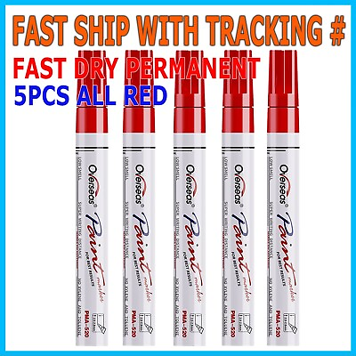 #ad 5PC Red Paint Pen Marker Waterproof Permanent Car Tire Lettering Rubber Letter $5.99