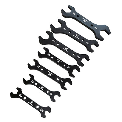 #ad 7x Double Hose Ended Spanner Tool Kit Wrench Set AN3 to AN20 Anodized Finish $56.99