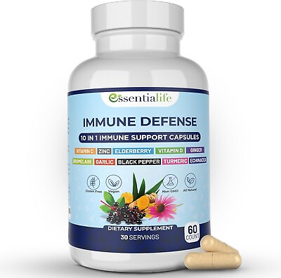 #ad 10 in 1 Immune Support Elderberry Echinacea Vitamin D amp; C Zinc Exp:07 24 $13.99