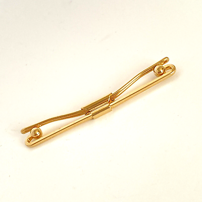 #ad Gold Tone Classic Bent Wire Mens Collar Bar Clip 2 1 2quot; $14.49