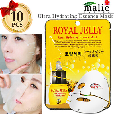 #ad Facial Mask Sheet Royal Jelly 10pcs Ultra Hydrating Essence Moisture Mask Sheet $13.84