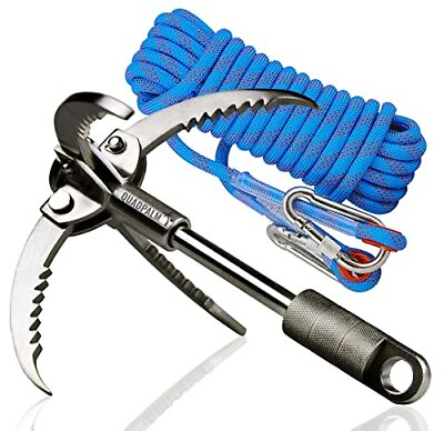 #ad GRAPPLING HOOK with Rope Stainless Steel Folding Claws Blue 32ft QUADPALM $55.86