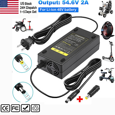 #ad #ad 54.6V 2A Adapter Charger For 48V Li ion Battery Electric Bike E bike Scooter USA $17.69