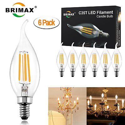 #ad 6 12 Pack Dimmable E12 LED Candle Light Bulbs Vintage Chandelier Candelabra Bulb $11.99