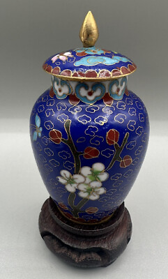 #ad Cloisonné Lidded Vase and stand $23.99