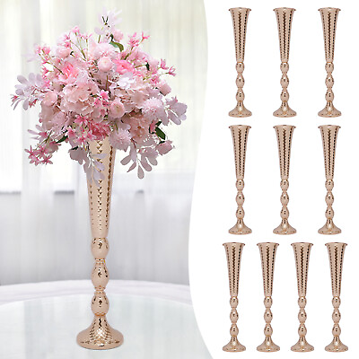 #ad 10 Pcs Metal Trumpet Vase Road Lead For Wedding Party Dinner Centerpiece Event $126.35