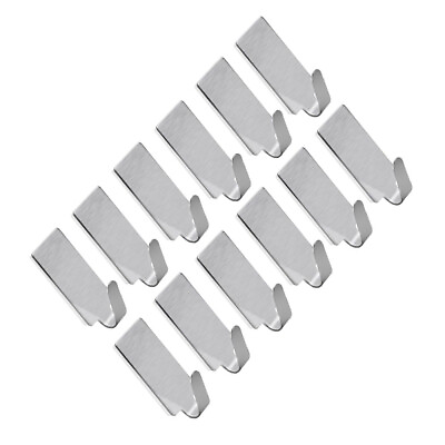 #ad 12pcs Adhesive Hooks For Hanging Stainless Steel Keys Hangers Towel Hooks for $9.21