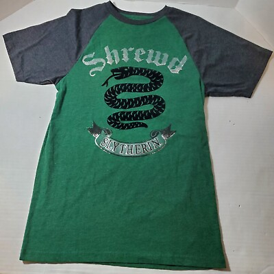 #ad Harry Potter The House Slytherin “Shrewd” Green Gray Tee Adult Size S $7.99