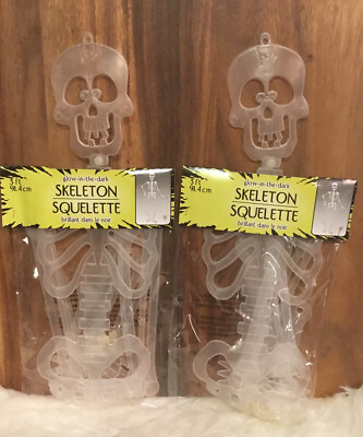 #ad 3 Ft Skeleton Halloween Party Decor Skeleton Glows In The Dark Set 2 $5.99