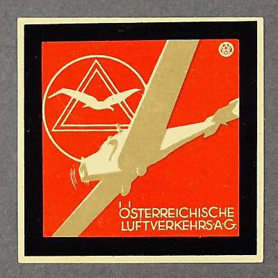 #ad OSTERREICHISCHE LUFTVERKEHRS AG ORIGINAL AIRLINE LUGGAGE BAGGAGE LABEL 1930#x27;S GBP 99.95