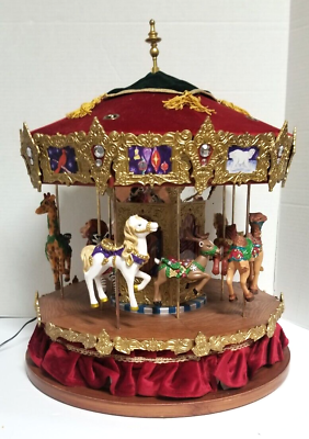 #ad RARE Large 2000 Carousel Holiday Creations Lights ANIMATION Music Works $94.00