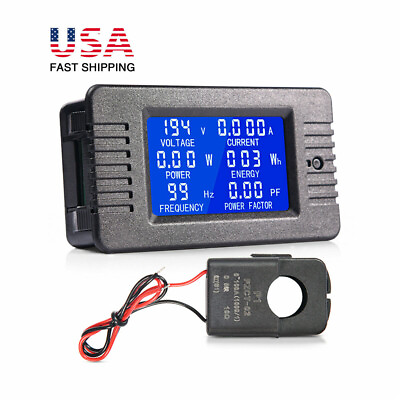 #ad 100A AC Meter Ammeter Volt Energy Voltage Power LCD Display Monitor Panel $15.99