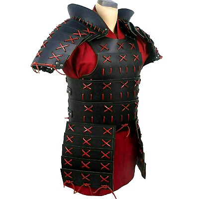 #ad Samurai leather Armor in Black Medieval Armour costume for larp cosplay roleplay $288.57