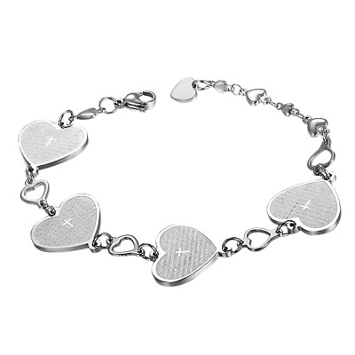 #ad Women Stainless Steel English Bible Verse Heart Charm Link Chain Bracelet 7.9quot; $9.98