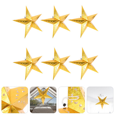 #ad Gold 5 Pointed Star Paper Lanterns for Christmas amp; Parties 6pcs 30cm $12.99