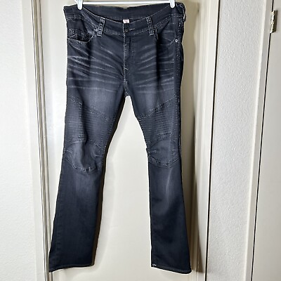 #ad True Religion Rocco Moto Straight Leg Mens Jeans Size 38x32 $29.87