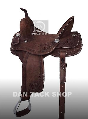 #ad Western Deep Seat Barrel Leather Racing Pleasure Horse Saddle Tack Set Free Ship $399.00
