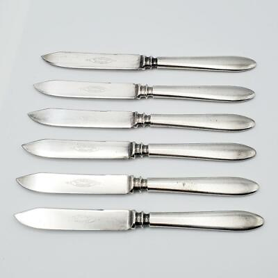 #ad Antique Set 6 1847 Rogers Plain Silver Plated Fruit Knives Windsor ? $37.00