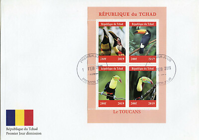 #ad Chad 2019 FDC Toucans Toucan 4v M S Cover Bird Birds Stamps GBP 14.50