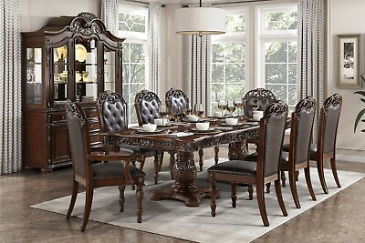 #ad NEW Formal Dining 74quot; 108quot; Extendable Table amp; Chair Cherry Brown Traditional Set $1299.99