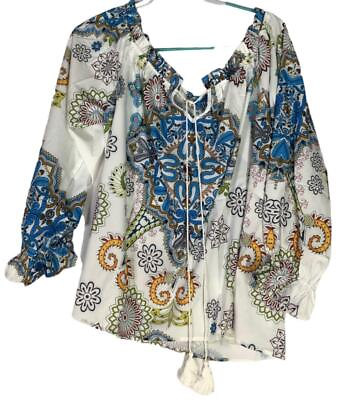 #ad Women Boho Floral V Neck Lantern Sleeve Blouse Retro Plus Size T Shirt XXL $9.99