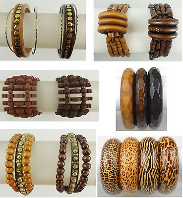 #ad A 001 Wholesale Fashion Jewelry lot 10 PCS Wooden Bracelets Bangles $10.99
