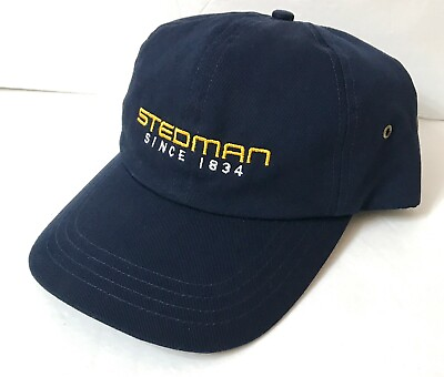 #ad men STEDMAN MACHINE HAT since 1834 navy blue yellow dad cap unstructured relaxed $7.99