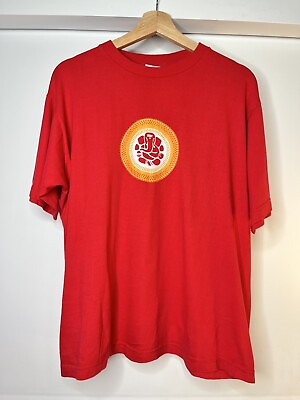 #ad Vintage 90s Red Spiritual Hindu Ganesha Faded T shirt Boxy XL 23x26quot; 00s Y2K $12.99