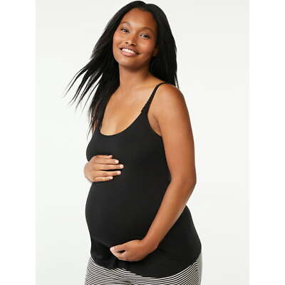 #ad Joyspun Maternity Nursing Cami Women S M Black Scoop Neck Pullover Hidden Clip $20.78