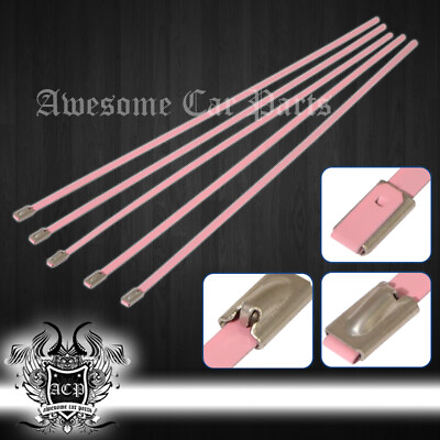 #ad 12quot; 5PCS Stainless Cable Zip Tie Straps Pink Cat Test Down Piping Turbo Manifold $8.99