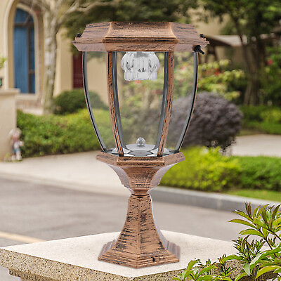 #ad #ad Bronze LED Garden Light Solar Power Pillar Lamp Outdoor Lighting Rated Power $59.85