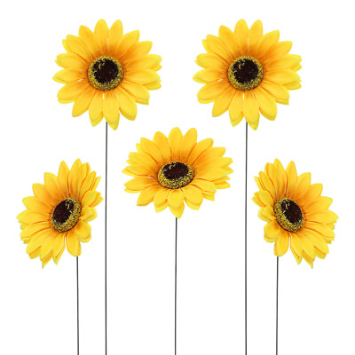 #ad 5Pcs Metal Sunflower Garden Stake Flower Yard Art Decor Outdoor Floral Picks PD $8.15