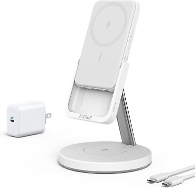 #ad Anker 633 MagGo 2 in 1 Wireless Charging Station White $49.95