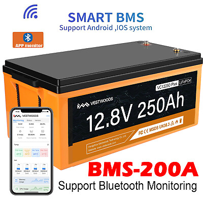 #ad 12V 250Ah Bluetooth 200A LiFePO4 Lithium Iron Battery for 12V 24V 36V System $499.00