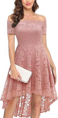 #ad MUADRESS Women Floral Lace Bridesmaid Party Dress High Low Hem V Neck Formal Dre $81.65