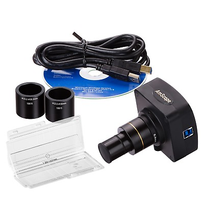 AmScope 5MP USB3.0 Microscope Digital Camera Real Time Video Calibration Kit $249.99