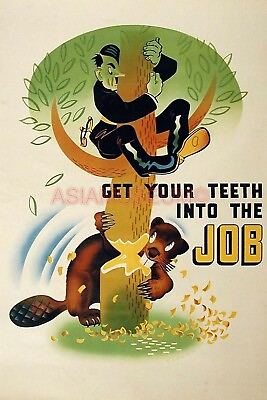 #ad 1943 WWii USA WAR AMERICA D DAY FUNNY TREE CARTOON COMIC DOG PROPAGANDA Postcard $23.93
