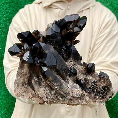 #ad 5.3LB Natural Beautiful Black Quartz Crystal Cluster Mineral Specimen Rare $249.00