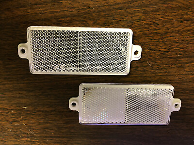 2 White Rectangle Reflectors 2 screw holes mounting on driveway post etc. $10.00
