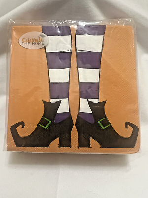 #ad Witch Leg Halloween Fall Cocktail 40 Napkins $13.99