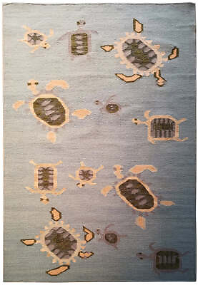 #ad 5#x27; x 7#x27; Blue Turtle Pattern handmade Wool Contemporary rug #F 5781 $444.50