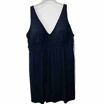 #ad Aqua Green Women’s Size 20W Swim Dress Swimsuit Black Adjustable Straps $23.99