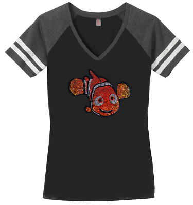 #ad Women#x27;s Finding Nemo T Shirt Ladies Tee Shirt S 4XL Bling V Neck $34.99